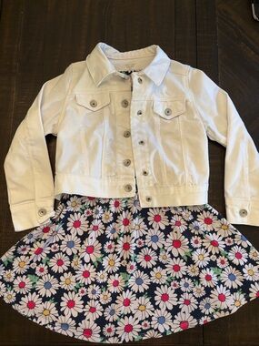 Girls White Denim Jacket and Dress Set